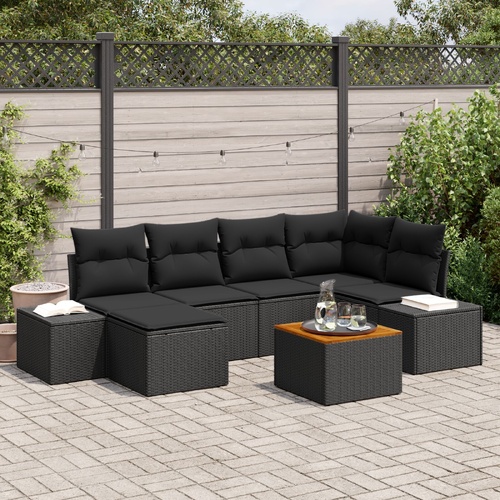 Garden Sofa Set 7 pcs Black