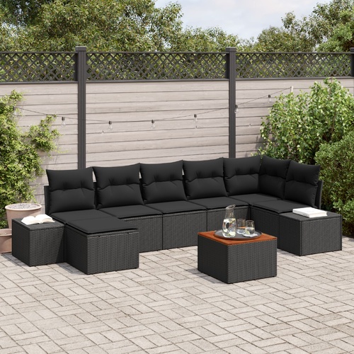 Garden Sofa Set 8 pcs Black