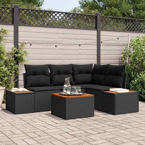 Garden Sofa Set with Cushion 4 pcs Black Poly Rattan