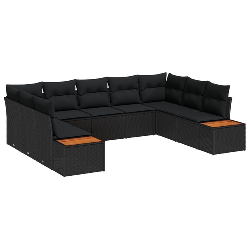 Garden Sofa Set with Cushion 5 pcs Black Poly rattan