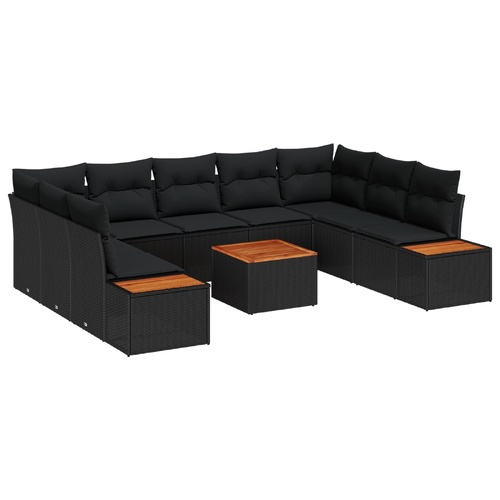 Garden Sofa Set with Cushion 5 pcs Black Poly Rattan