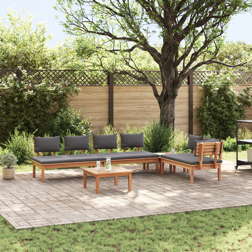 5 Piece Garden Dining Set with Cushions - Solid Teak Wood