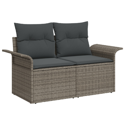 Garden Sofa Set with Cushion 6 pcs Grey Poly rattan