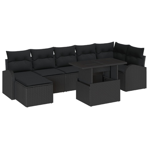 Garden Sofa Set with Cushion 8 pcs Black Poly rattan