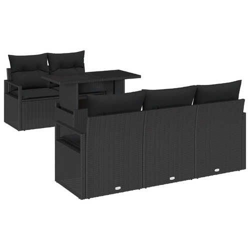 Garden Sofa Set with Cushion 6 pcs Black Poly rattan