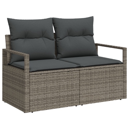 Garden Sofa Set with Storage 7 pcs Grey Poly rattan