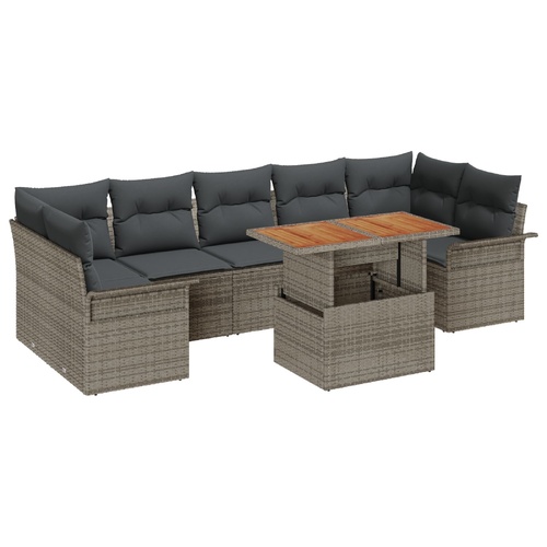 Garden Sofa Set with Storage 8 pcs Grey Poly rattan