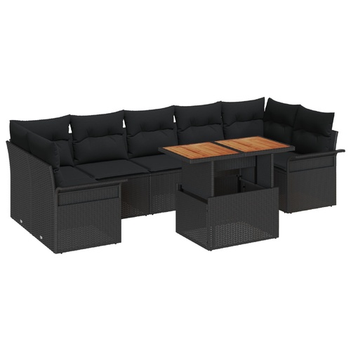 Garden Sofa Set with Storage 8 pcs Black Poly rattan