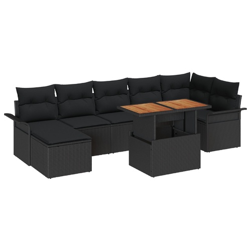 Garden Sofa Set with Storage 8 pcs Black Poly rattan