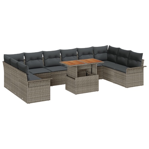 Garden Sofa Set with Storage 11 pcs Grey Poly rattan