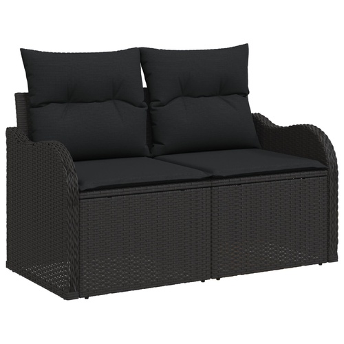 Garden Sofa Set with Storage 8 pcs Black Poly rattan