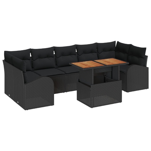 Garden Sofa Set with Storage 8 pcs Black Poly rattan