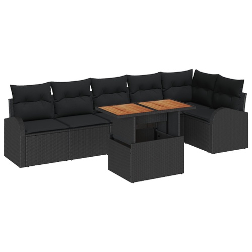 Garden Sofa Set with Storage 7 pcs Black Poly rattan