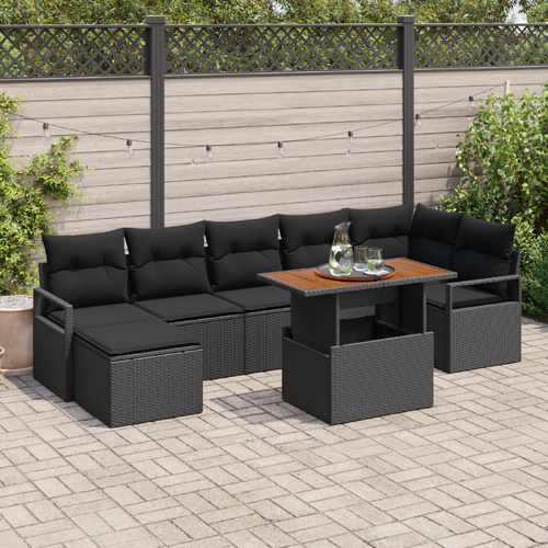 Garden Sofa Set with Storage 8 pcs Black Poly rattan