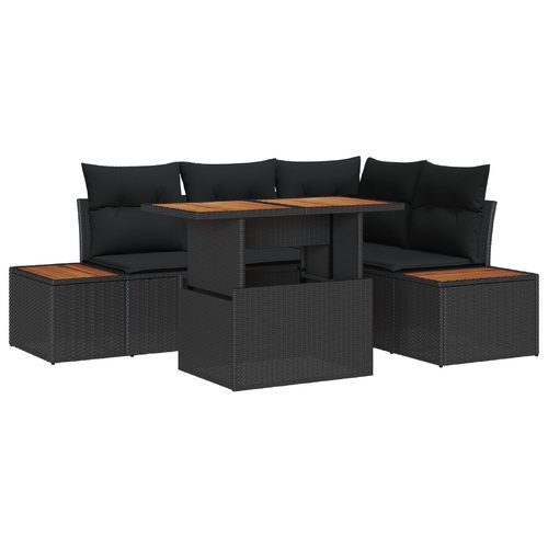 Garden Sofa Set with Storage 5 pcs Black Poly rattan