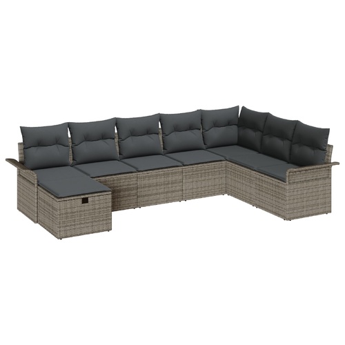 Garden Sofa Set with Cushion Manual 8 pcs Grey Poly Rattan