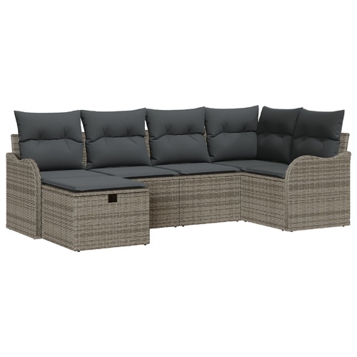 Garden Sofa Set with Cushion Manual 6 pcs Grey Poly rattan