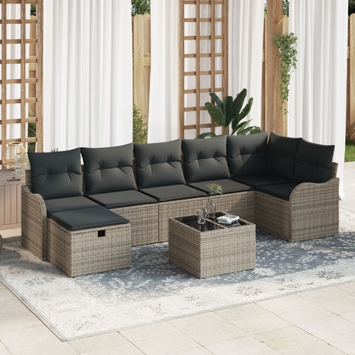 Sofa Set with Cushion with Storage Manual Grey Poly Rattan