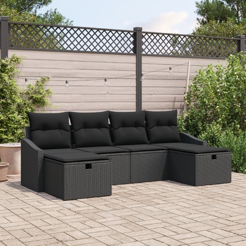 Garden Sofa Set with Cushion with Storage 6 pcs Poly Rattan