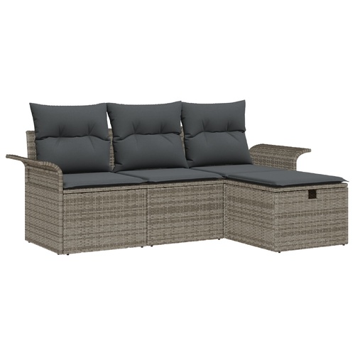 Garden Sofa Set with Cushion with Storage 4 pcs Poly rattan
