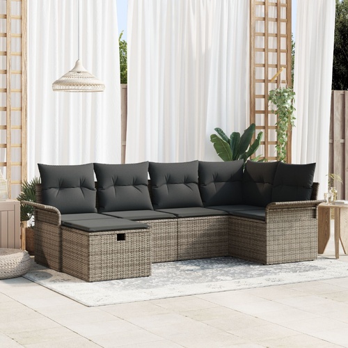 Garden Sofa Set with Cushion with Storage 6 pcs Poly rattan