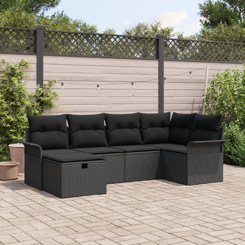 Garden Sofa Set with Cushion with Storage 6 pcs Poly rattan