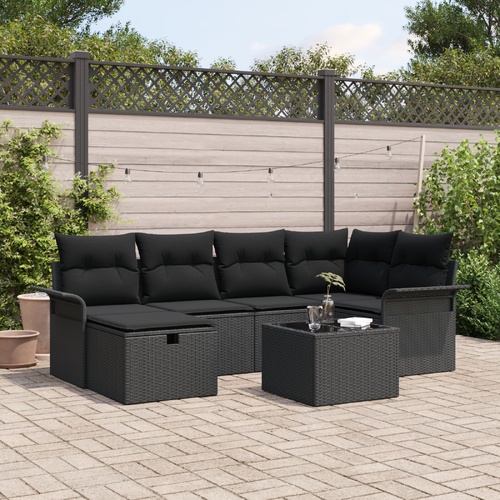 Garden Sofa Set with Cushion with Storage 7 pcs Poly rattan