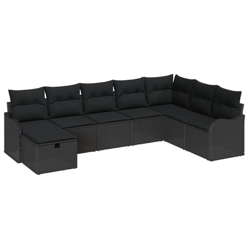 Garden Sofa Set with Cushion 8 pcs Black Poly rattan