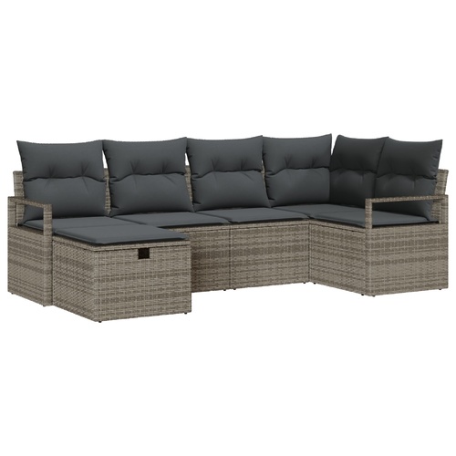 Garden Sofa Set with Cushion 6 pcs Grey Poly rattan
