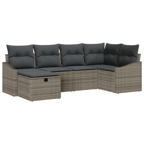 Sofa Set with Cushion 7 pcs Poly Rattan