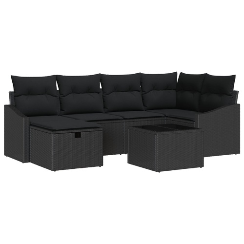 Sofa Set with Cushion 7 pcs Poly Rattan
