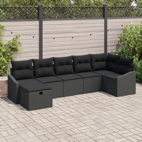 Sofa Set with Cushion 7 pcs Poly Rattan