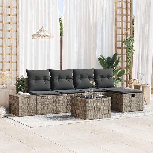Sofa Set with Cushion 5 pcs Poly Rattan