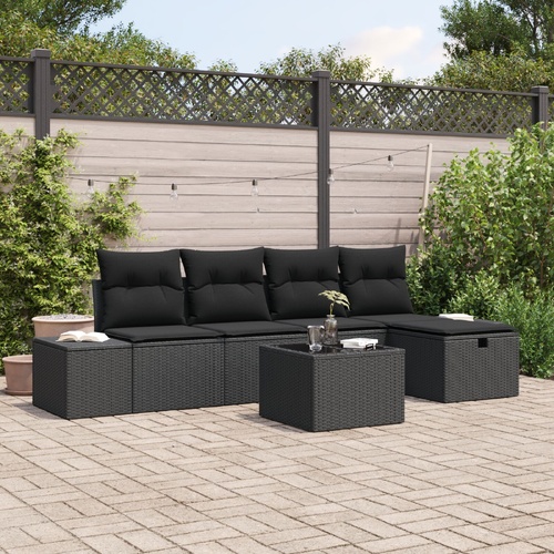 Garden Sofa Set 6 pcs Black 55 x 62 x 69 cm Poly rattan