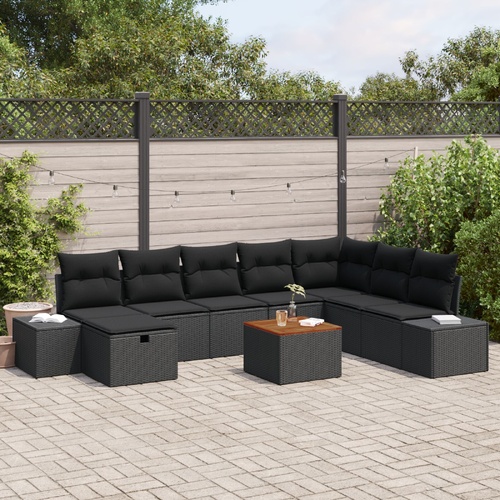 Garden Sofa Set Set of 9 Black Rattan Garden Corner Sofa