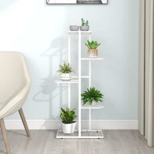 5-Floor Flower Stand 43x22x98 cm White Metal