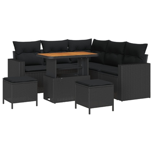Garden Sofa Set Height-Adjustable 8 pcs Black Poly Rattan