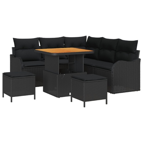 Garden Sofa Set Height-Adjustable 8 pcs Black Poly Rattan