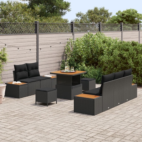 Garden Sofa Set 8 pcs Black Poly Rattan
