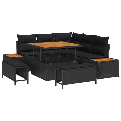 Garden Sofa Set 8 pcs Black Poly Rattan