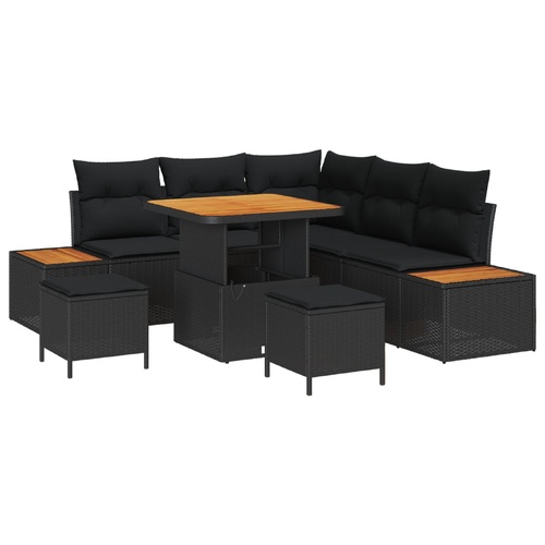 Garden Sofa Set 8 pcs Black Poly Rattan