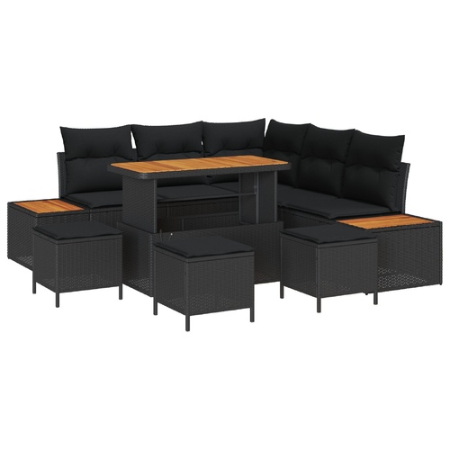Garden Sofa Set 9 pcs Black Poly Rattan