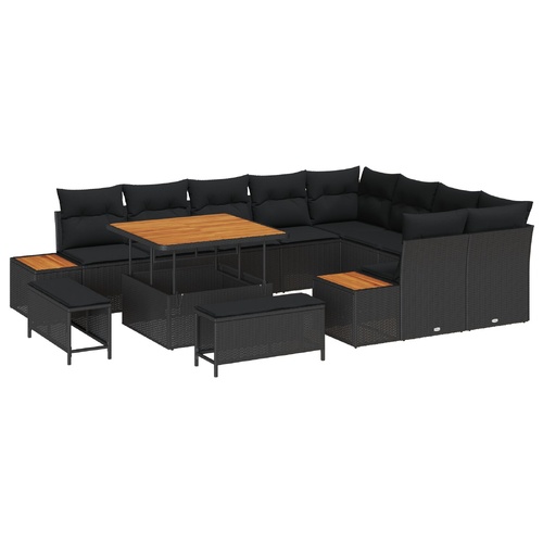 Garden Sofa Set 12 pcs Black Poly Rattan