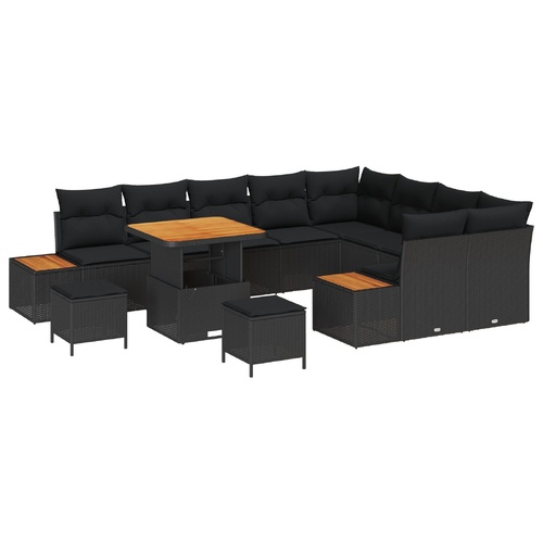 Garden Sofa Set 12 pcs Black Poly Rattan