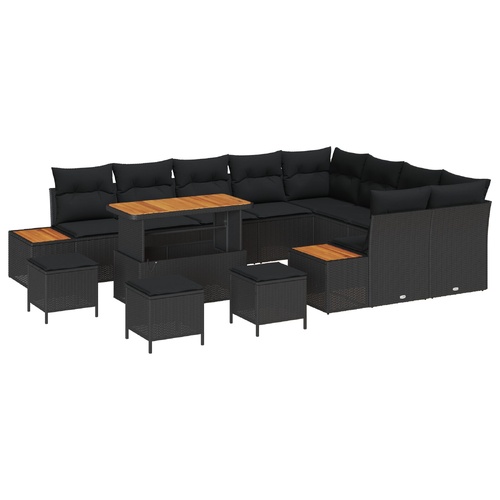 Garden Sofa Set 13 pcs Black Poly Rattan