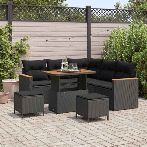 Garden Sofa Set 8 pcs Black Poly Rattan
