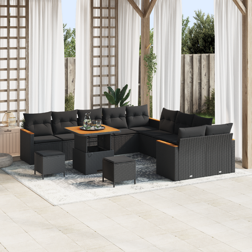 Garden Sofa Set 13 pcs Black Poly Rattan