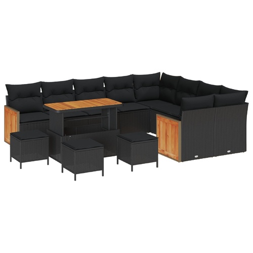 Garden Sofa Set with Cushion 13 pcs Black 110 x 55 x 71 cm
