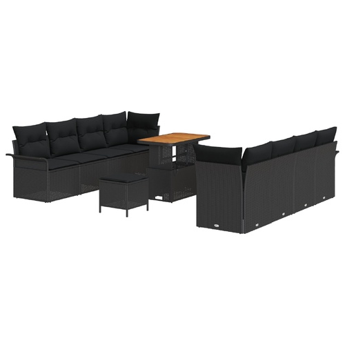 Garden Sofa Set with Cushion with Storage 11 pcs Black