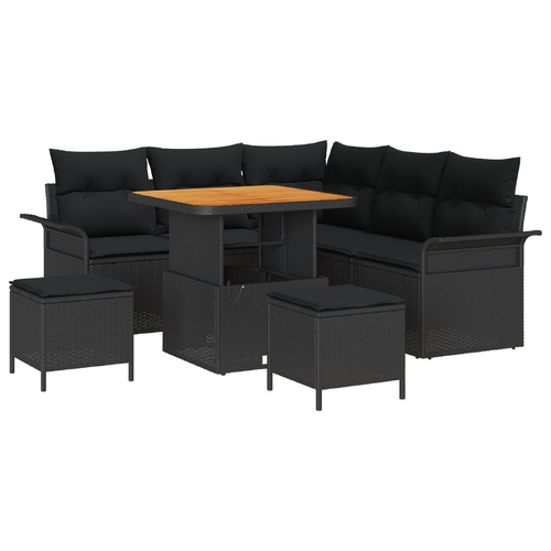 Garden Sofa Set with Cushion with Storage 8 pcs Black